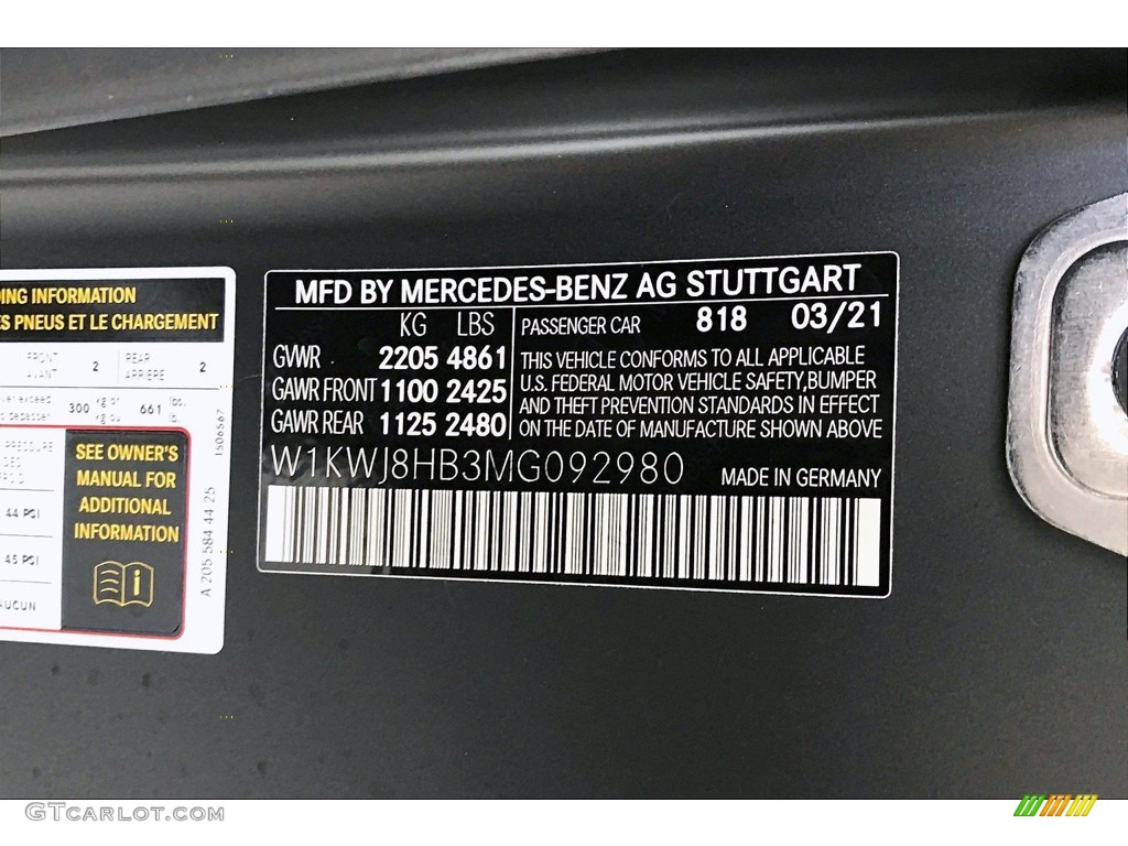 2021 C Color Code 818 for designo Graphite Gray Magno (Matte) Photo #141822056