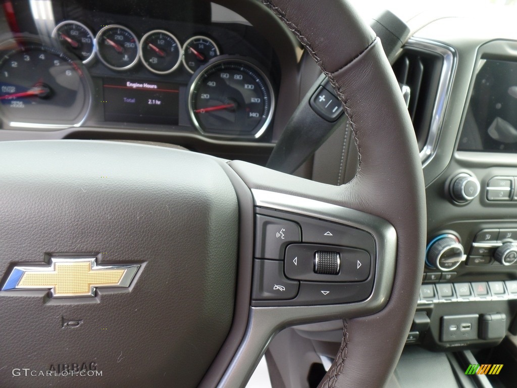 2021 Chevrolet Silverado 1500 LTZ Crew Cab 4x4 Gideon/Very Dark Atmosphere Steering Wheel Photo #141823736