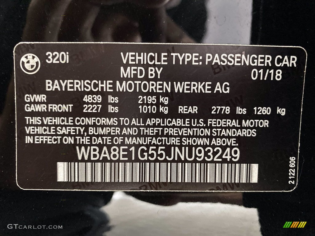2018 3 Series 320i Sedan - Jet Black / Black photo #37