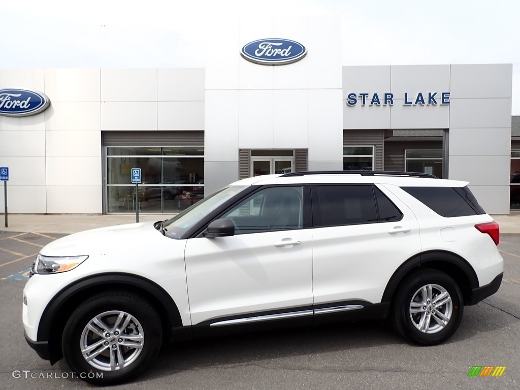 2021 Explorer XLT 4WD - Star White Metallic Tri-Coat / Ebony photo #1