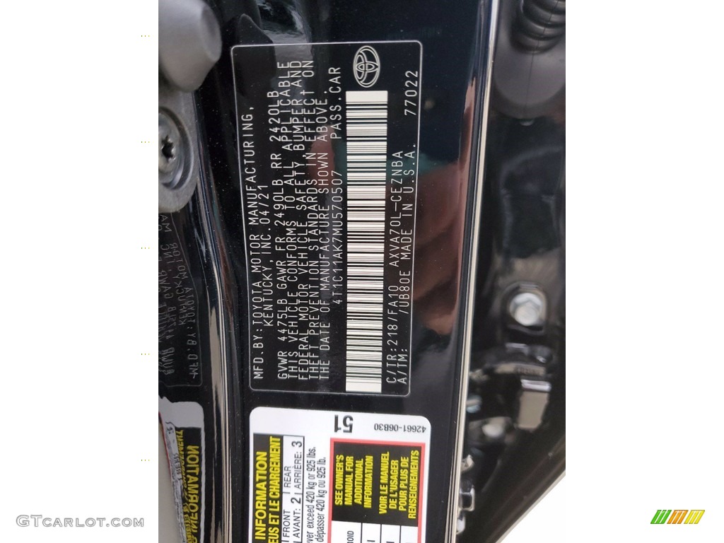 2021 Camry LE - Midnight Black Metallic / Ash photo #25