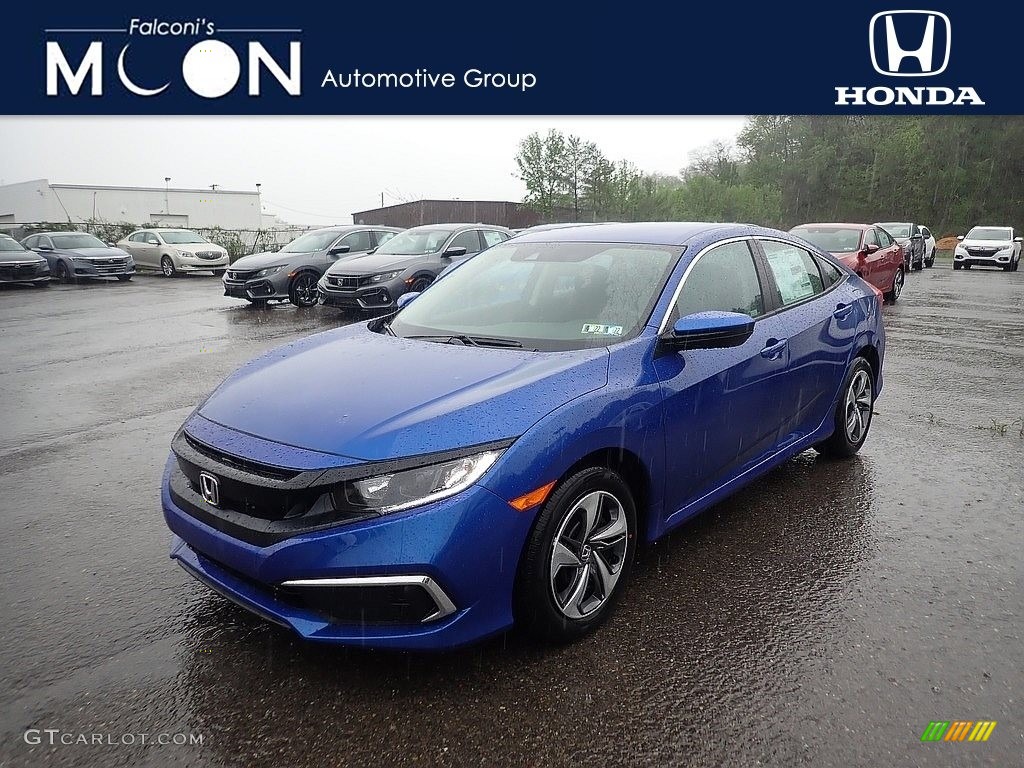 2021 Civic LX Sedan - Aegean Blue Metallic / Black photo #1