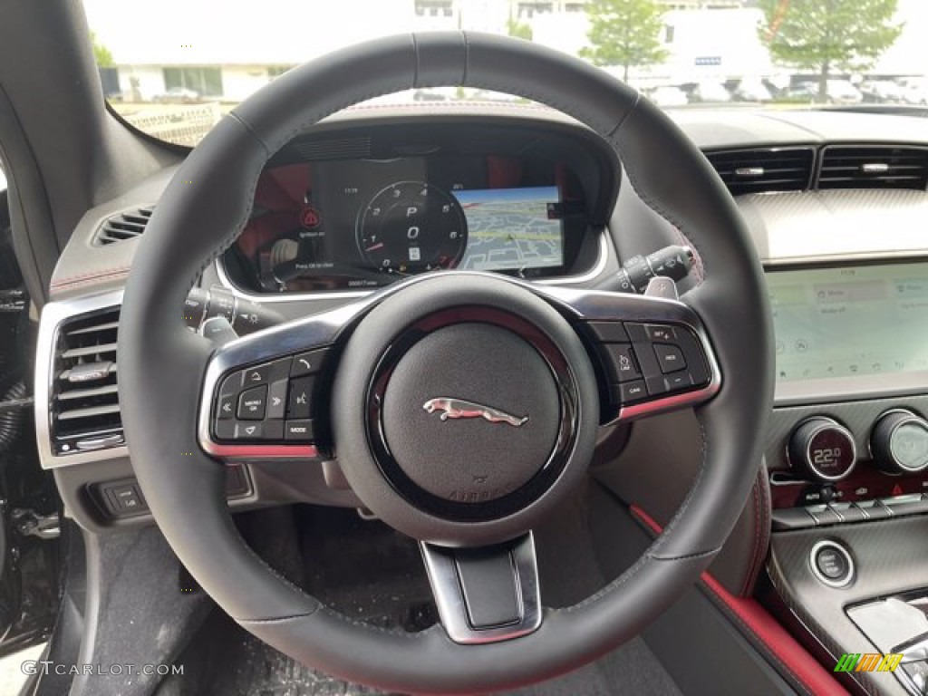 2021 Jaguar F-TYPE P300 Coupe Mars Red Steering Wheel Photo #141844386