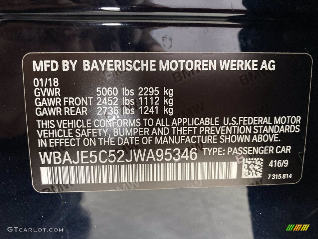 2018 5 Series 540i Sedan - Carbon Black Metallic / Cognac photo #37