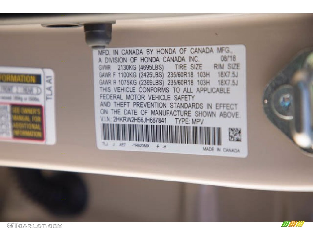 2018 CR-V EX AWD - Sandstorm Metallic / Ivory photo #37