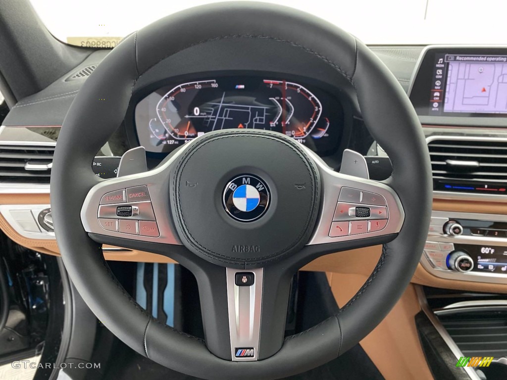 2022 BMW 7 Series 740i Sedan Cognac Steering Wheel Photo #141847777