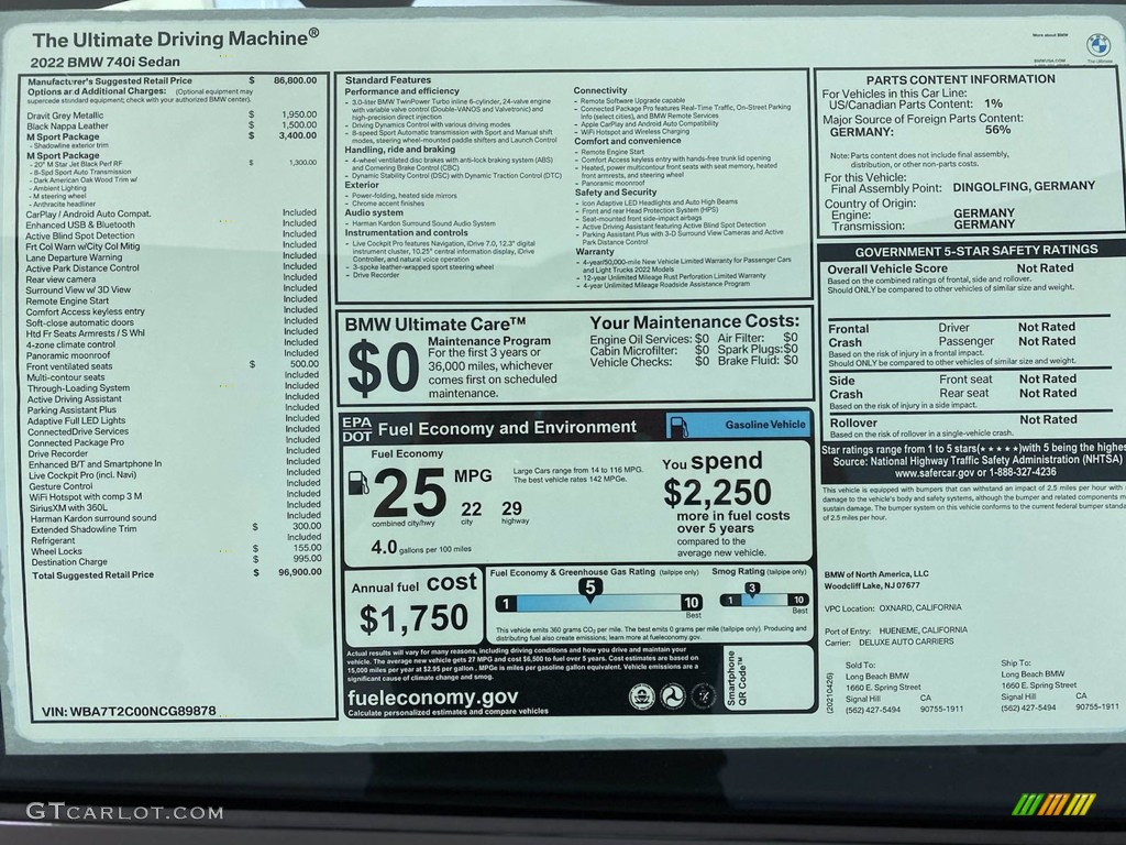 2022 7 Series 740i Sedan - Dravit Gray Metallic / Black photo #25
