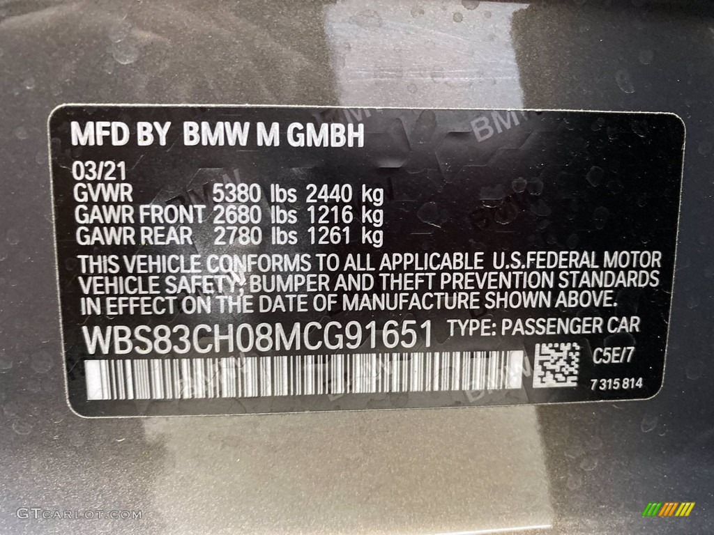 2021 M5 Color Code C5E for Alvite Gray Metallic Photo #141848742