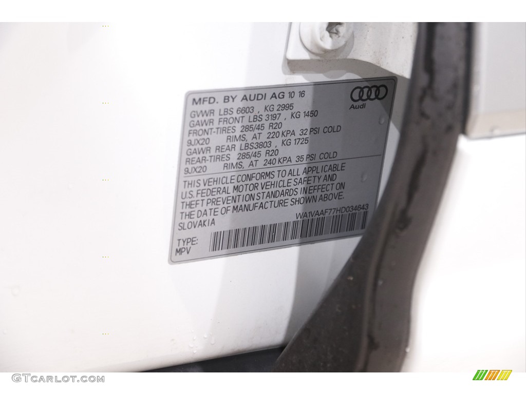 2017 Q7 3.0T quattro Prestige - Glacier White Metallic / Rock Gray photo #21