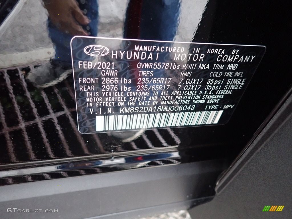 2021 Santa Fe Hybrid Color Code NKA for Black Noir Pearl Photo #141858412