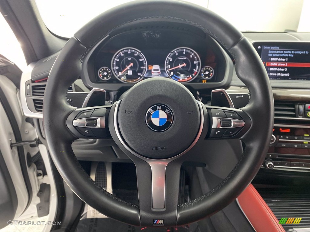 2019 BMW X6 sDrive35i Coral Red/Black Steering Wheel Photo #141876292