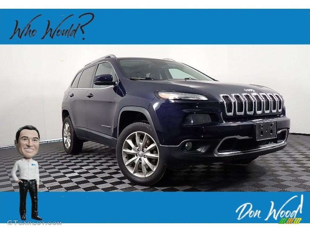 2014 Cherokee Limited 4x4 - True Blue Pearl / Vesuvio - Jeep Brown/Indigo Blue photo #1