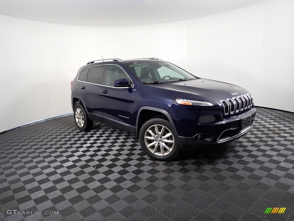 2014 Cherokee Limited 4x4 - True Blue Pearl / Vesuvio - Jeep Brown/Indigo Blue photo #6