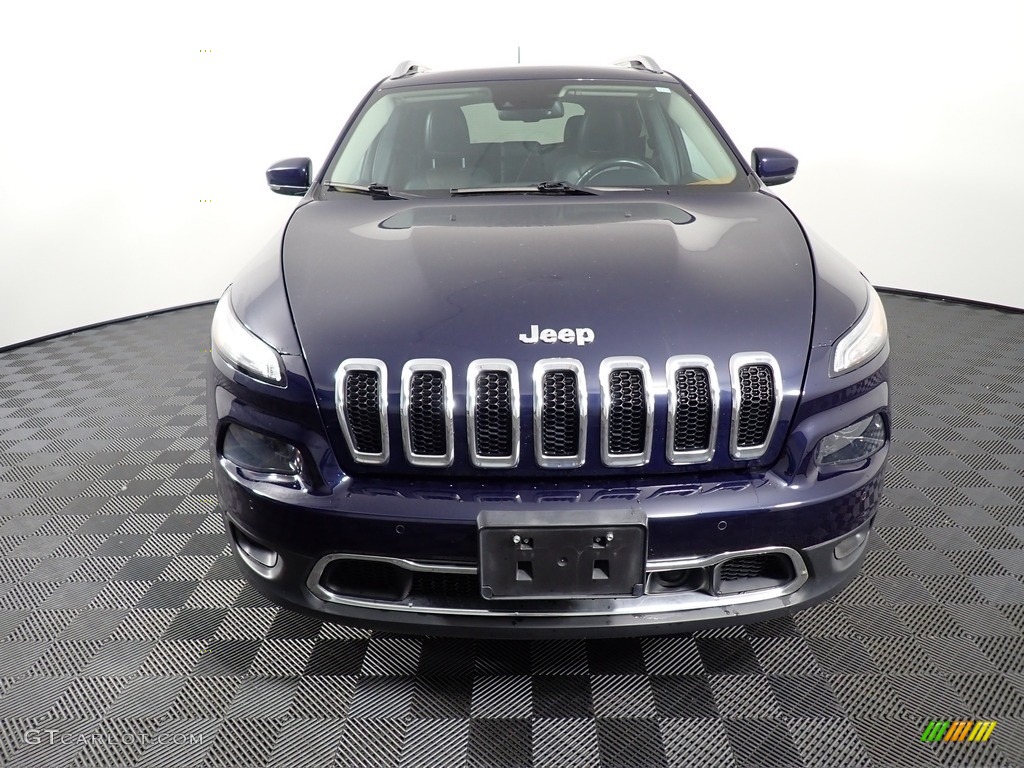 2014 Cherokee Limited 4x4 - True Blue Pearl / Vesuvio - Jeep Brown/Indigo Blue photo #8