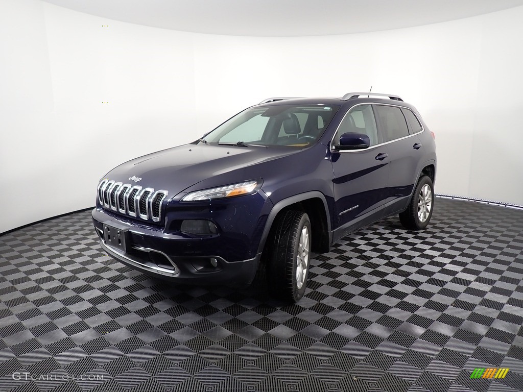 2014 Cherokee Limited 4x4 - True Blue Pearl / Vesuvio - Jeep Brown/Indigo Blue photo #11