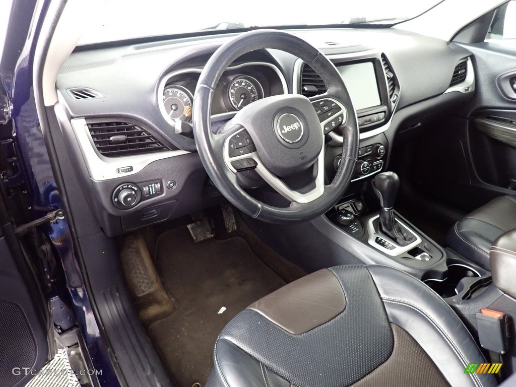 2014 Cherokee Limited 4x4 - True Blue Pearl / Vesuvio - Jeep Brown/Indigo Blue photo #35