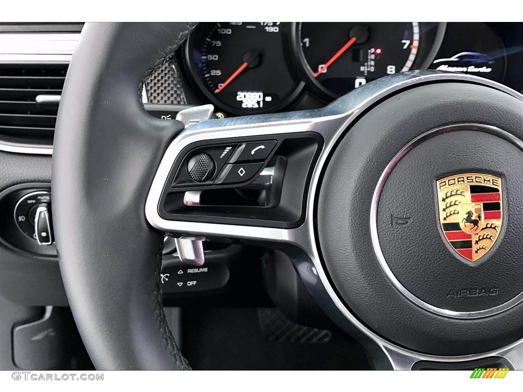 2018 Porsche Macan Turbo Black/Garnet Red Steering Wheel Photo #141880857