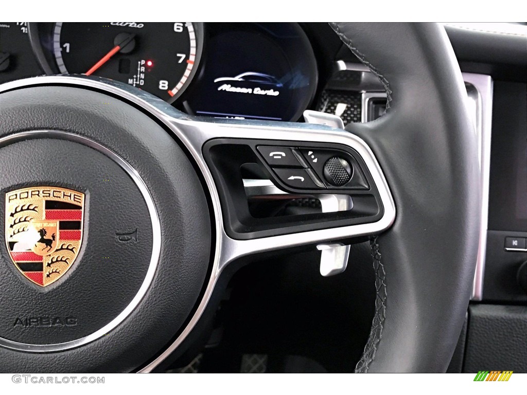 2018 Porsche Macan Turbo Black/Garnet Red Steering Wheel Photo #141880881
