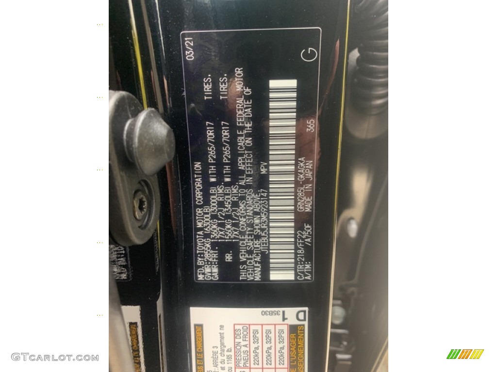 2021 Toyota 4Runner Trail Special Edition 4x4 Color Code Photos