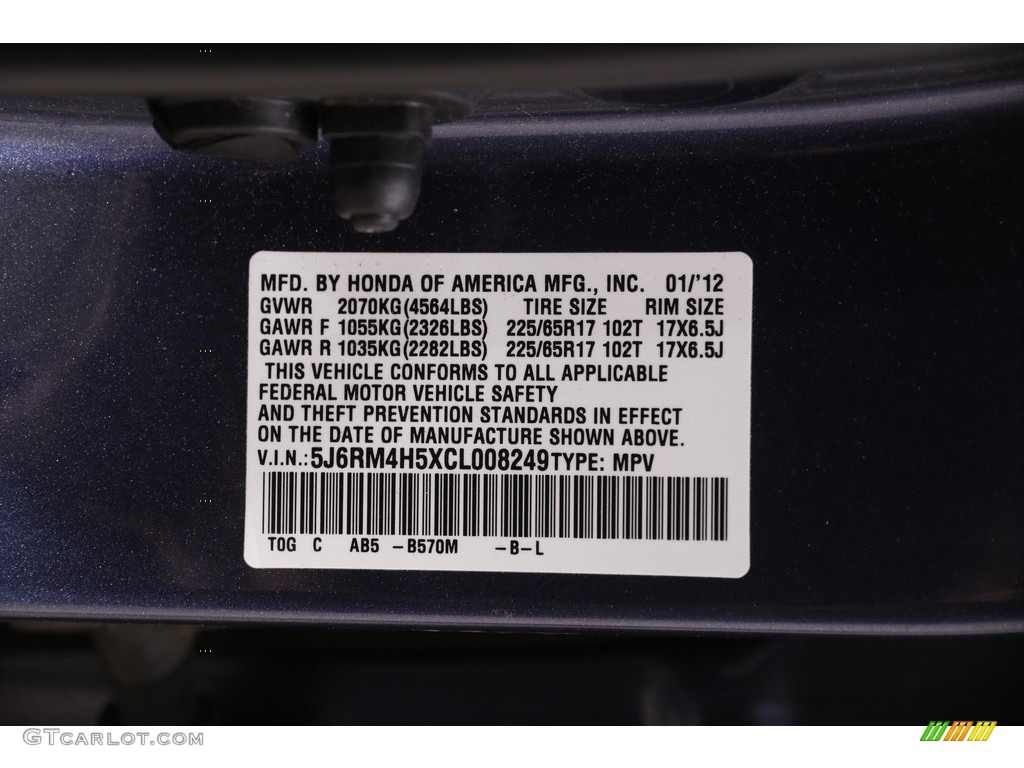 2012 CR-V EX 4WD - Twilight Blue Metallic / Gray photo #21