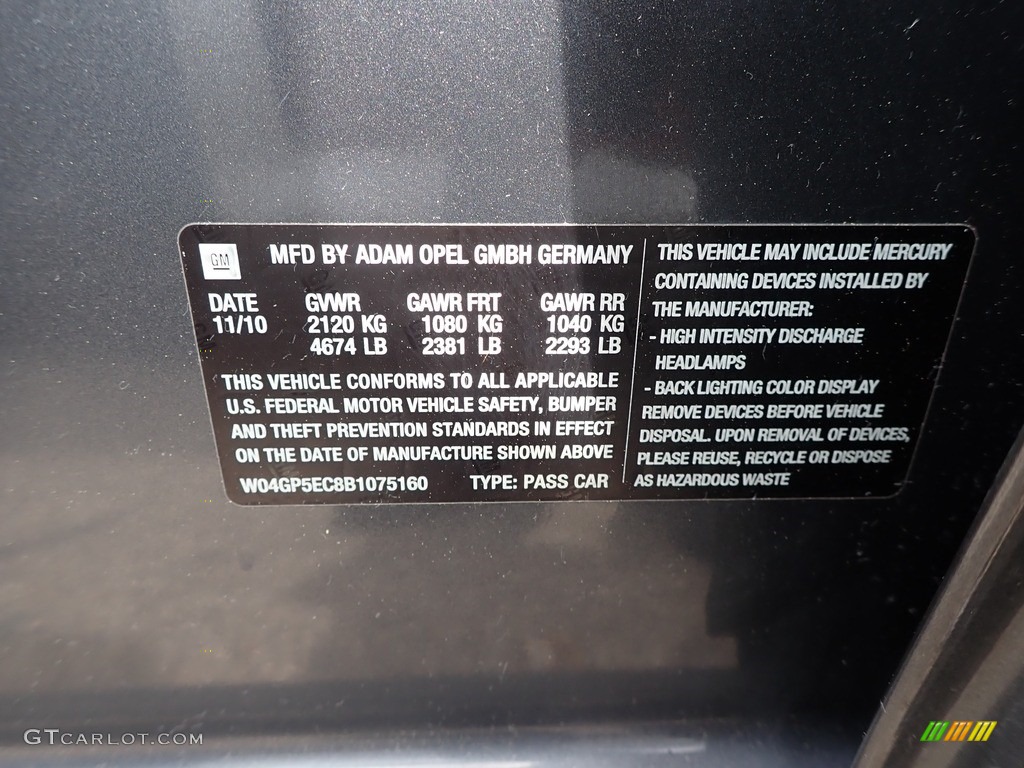 2011 Regal CXL - Granite Gray Metallic / Ebony photo #15