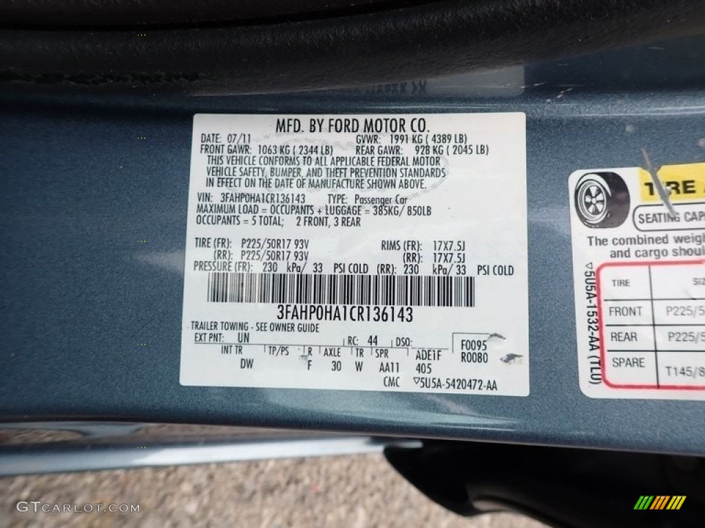 2012 Fusion SE - Steel Blue Metallic / Charcoal Black photo #15