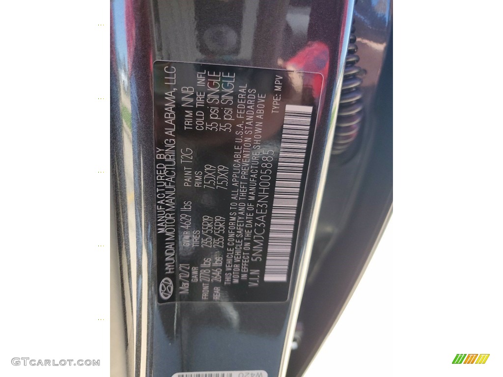 2022 Tucson Color Code T2G for Portofino Gray Photo #141892774