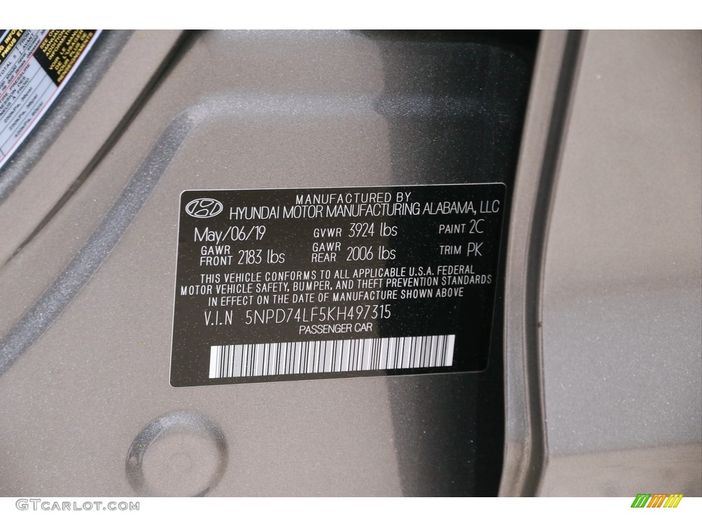 2019 Elantra SE - Machine Gray / Gray photo #17