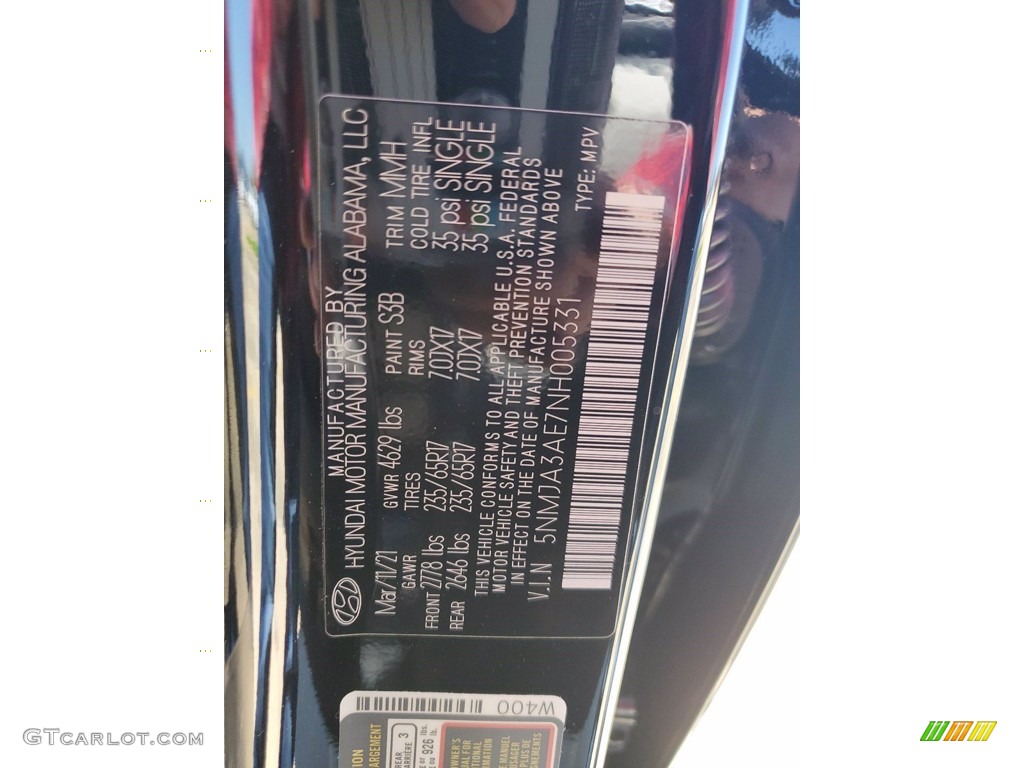 2022 Hyundai Tucson SE Color Code Photos