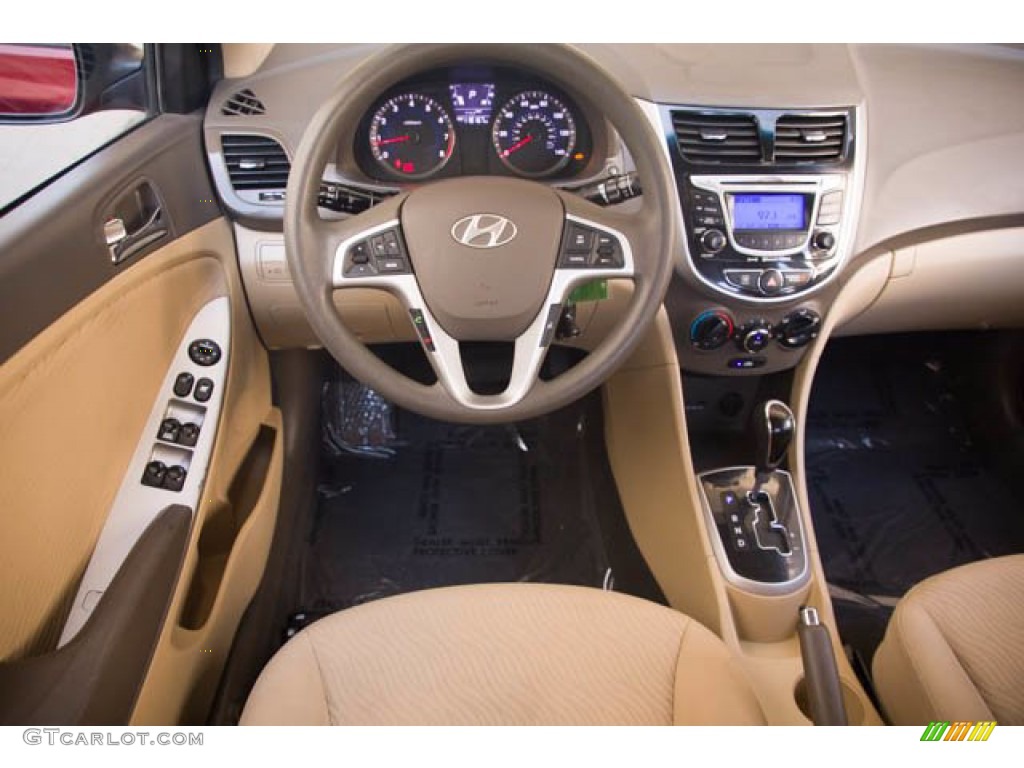 2012 Accent GLS 4 Door - Boston Red / Beige photo #5