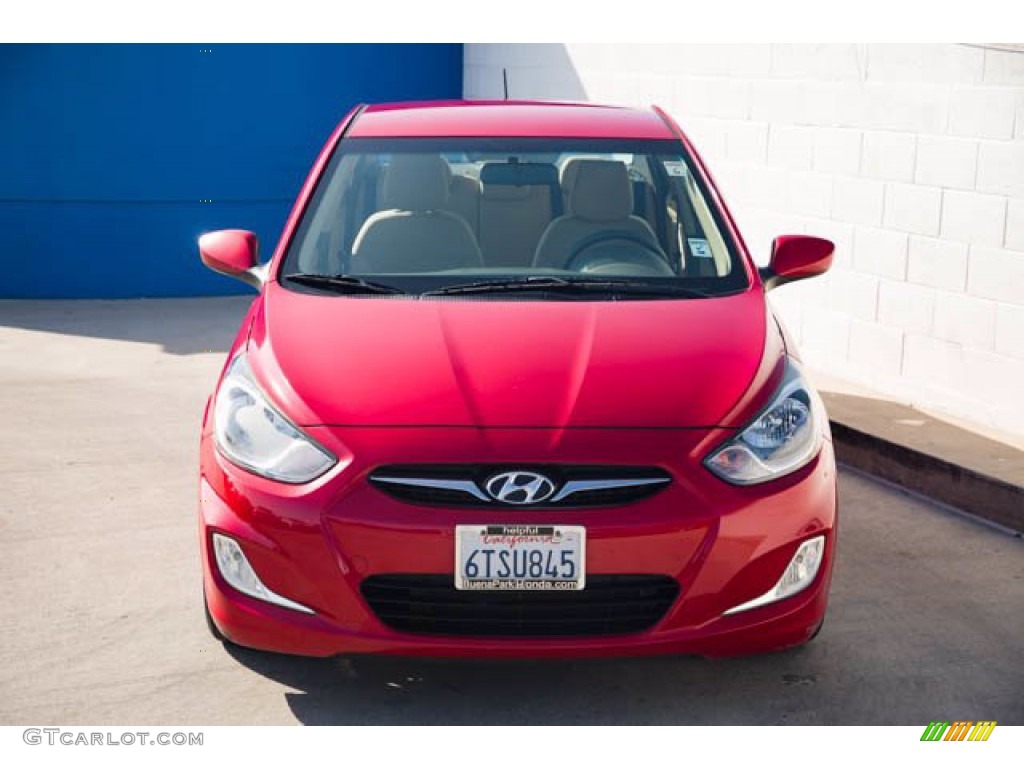 2012 Accent GLS 4 Door - Boston Red / Beige photo #7