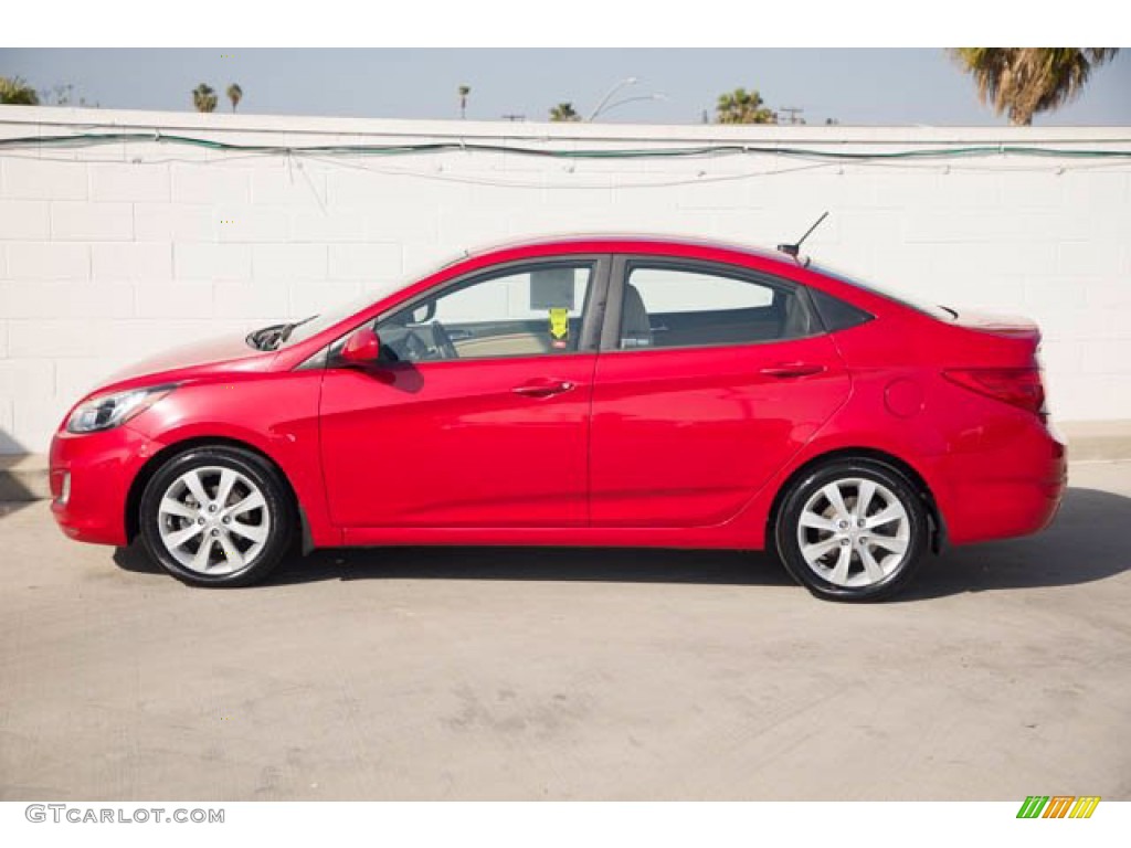 2012 Accent GLS 4 Door - Boston Red / Beige photo #8