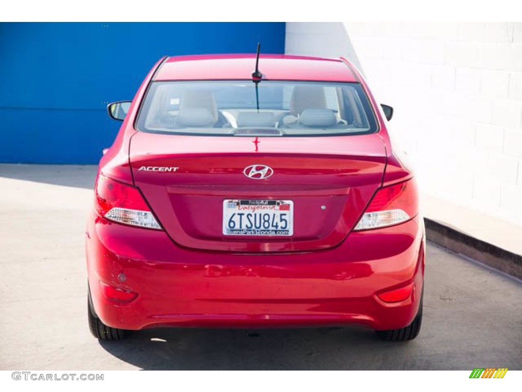 2012 Accent GLS 4 Door - Boston Red / Beige photo #9