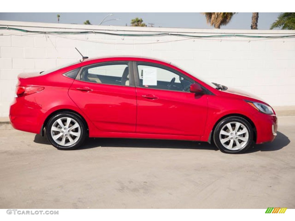 2012 Accent GLS 4 Door - Boston Red / Beige photo #12