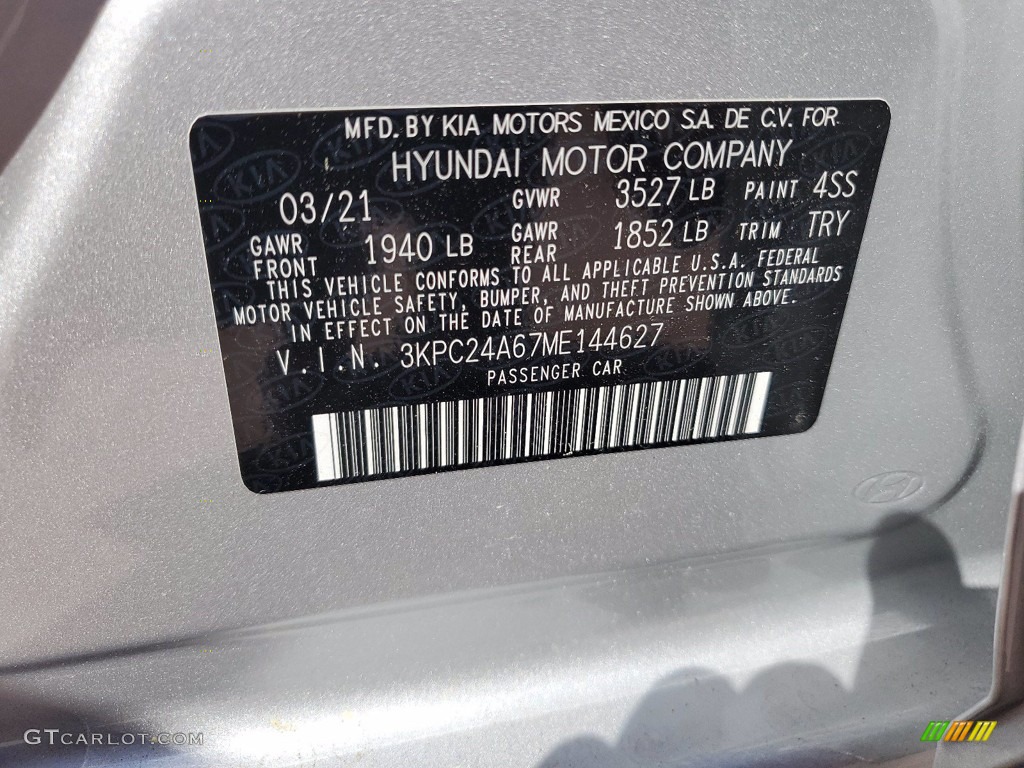 2021 Accent SE - Olympus Silver / Black photo #25