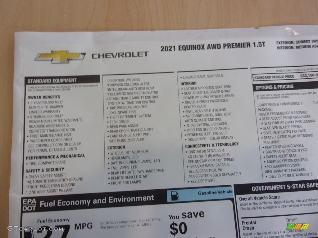 2021 Equinox Premier AWD - Summit White / Medium Ash Gray photo #38