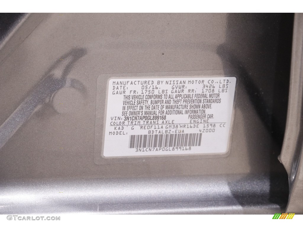2016 Versa Color Code KAD for Gun Metallic Photo #141905532