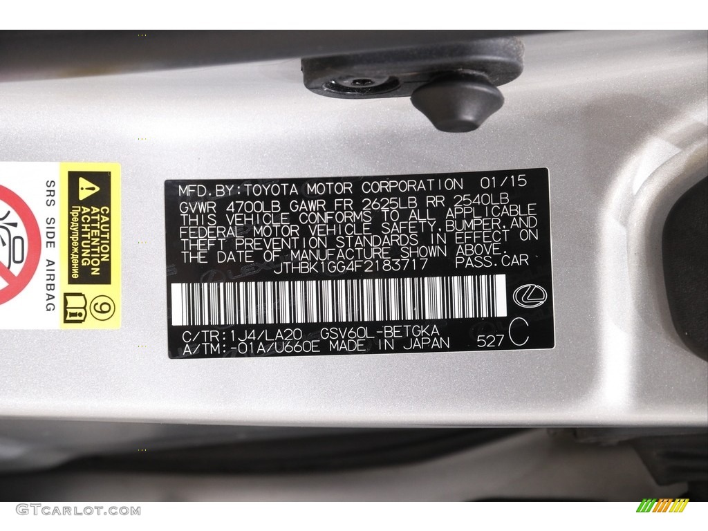 2015 ES Color Code 1J4 for Silver Lining Metallic Photo #141909279