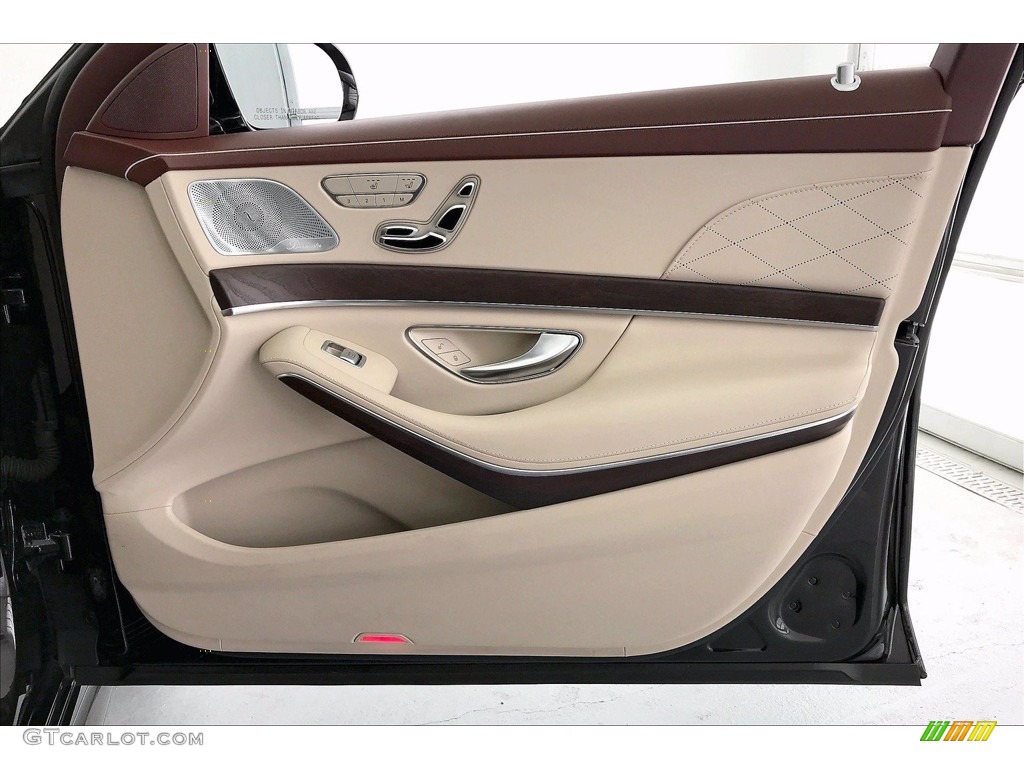 2018 Mercedes-Benz S 450 Sedan Mahogany/Silk Beige Door Panel Photo #141910059