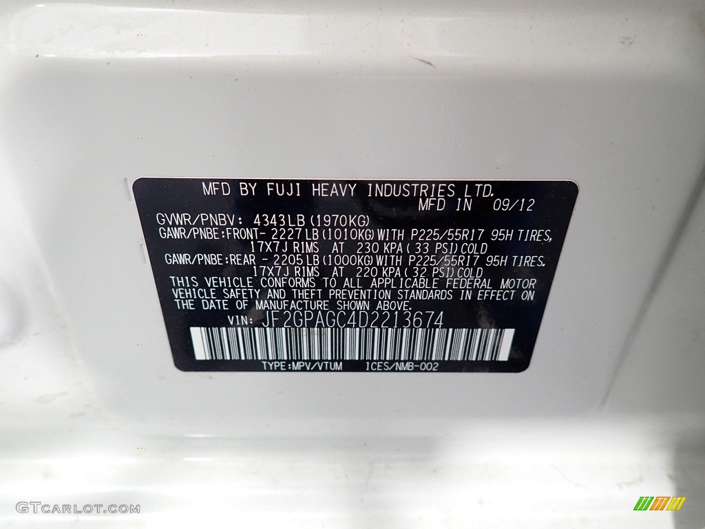 2013 XV Crosstrek 2.0 Limited - Satin White Pearl / Ivory photo #42