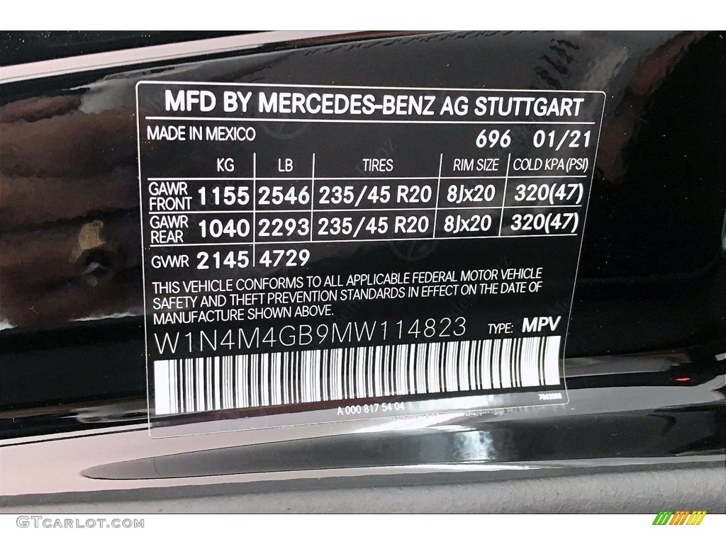 2021 Mercedes-Benz GLB 250 Color Code Photos
