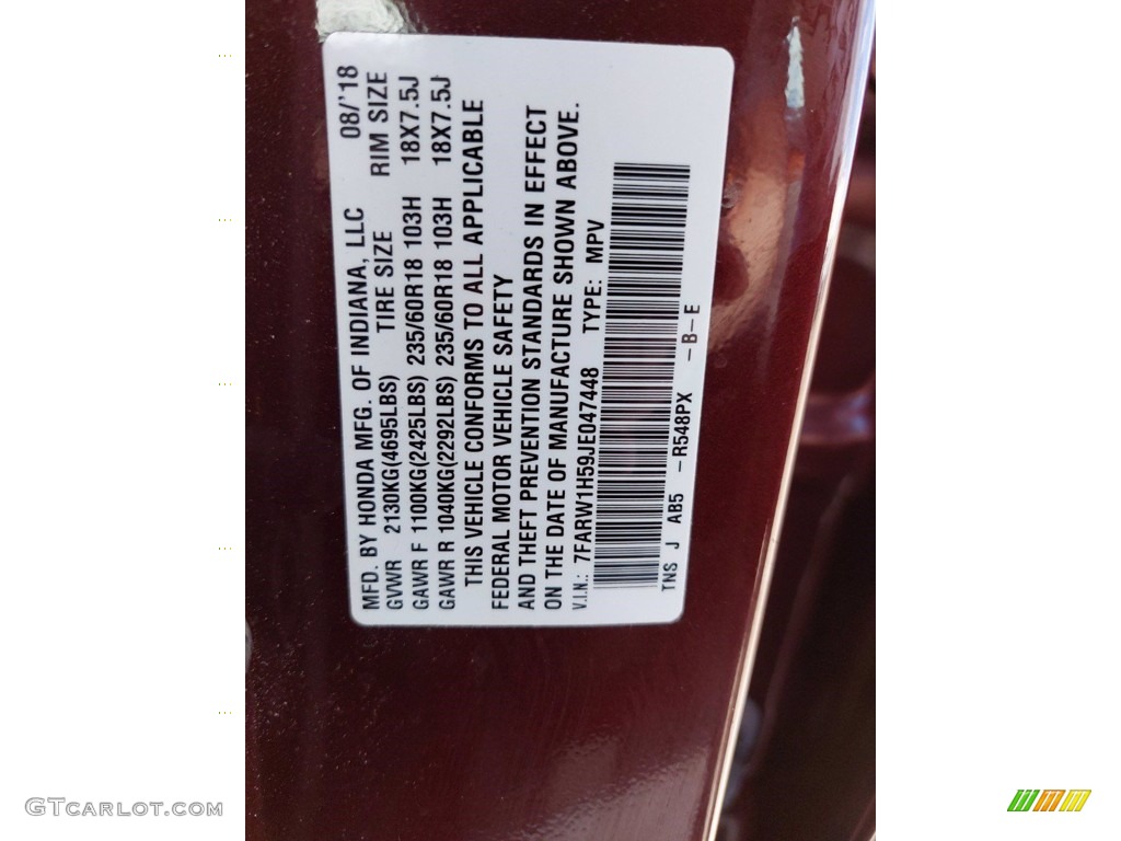 2018 CR-V EX - Basque Red Pearl II / Gray photo #30
