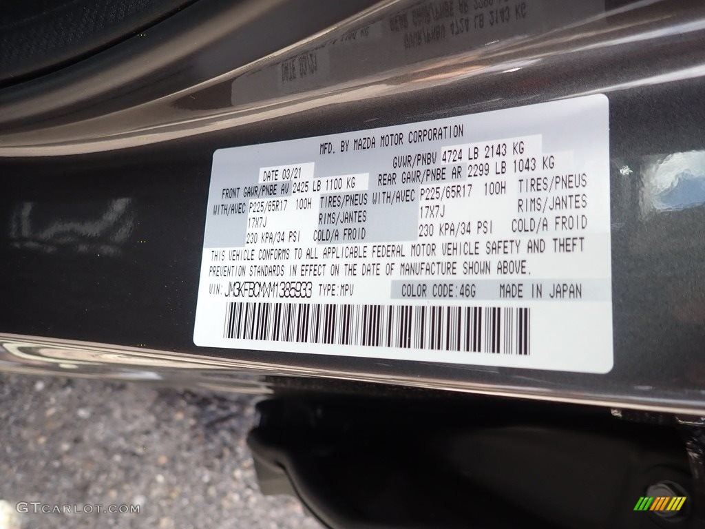 2021 CX-5 Color Code 46G for Machine Gray Metallic Photo #141923700