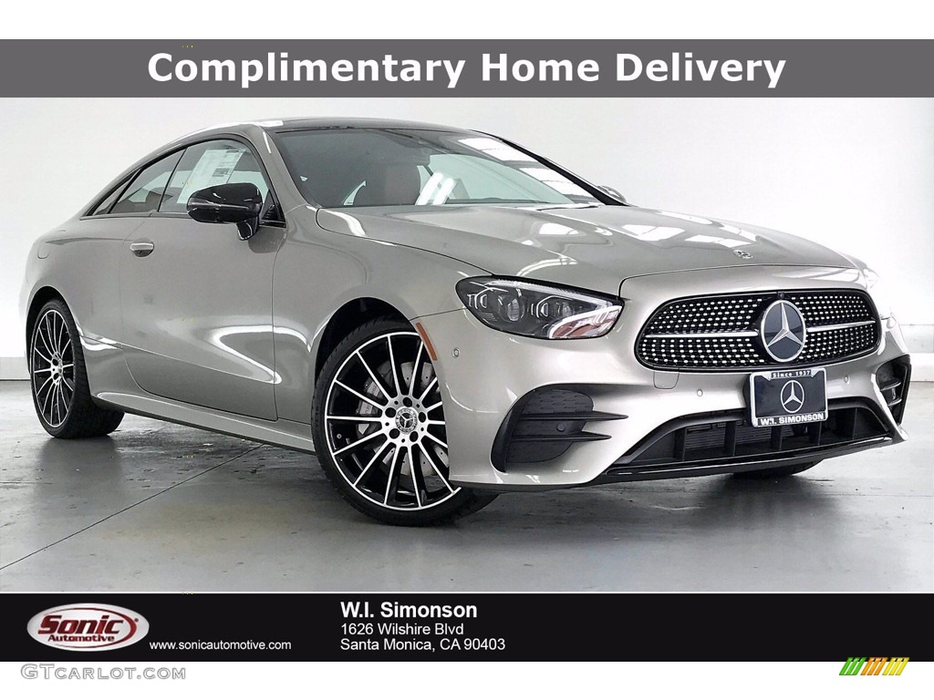 2021 E 450 Coupe - Mojave Silver Metallic / Saddle Brown/Black photo #1