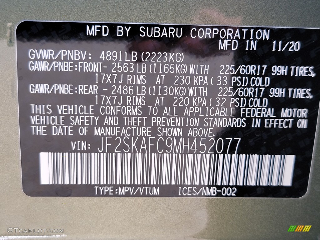 2021 Forester 2.5i Premium - Jasper Green Metallic / Gray photo #10