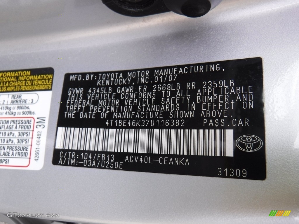 2007 Camry LE - Titanium Metallic / Ash photo #26