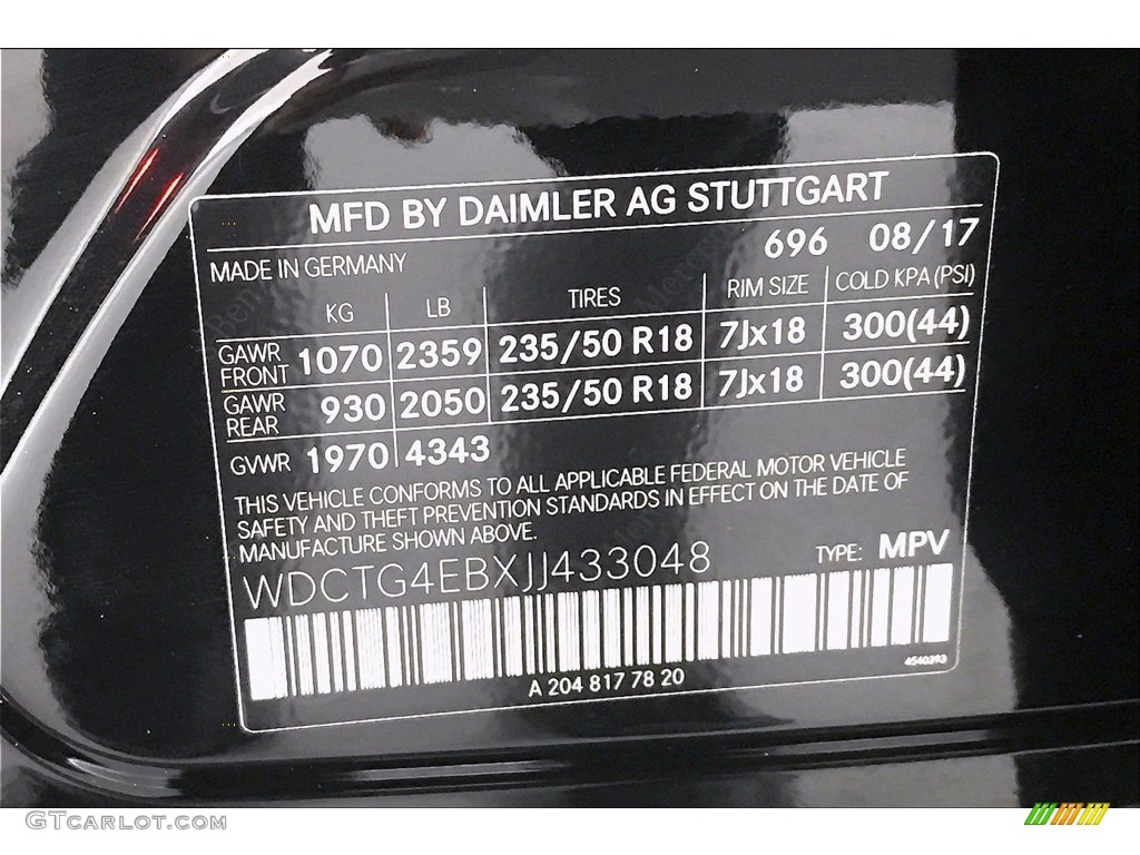 2018 Mercedes-Benz GLA 250 Color Code Photos
