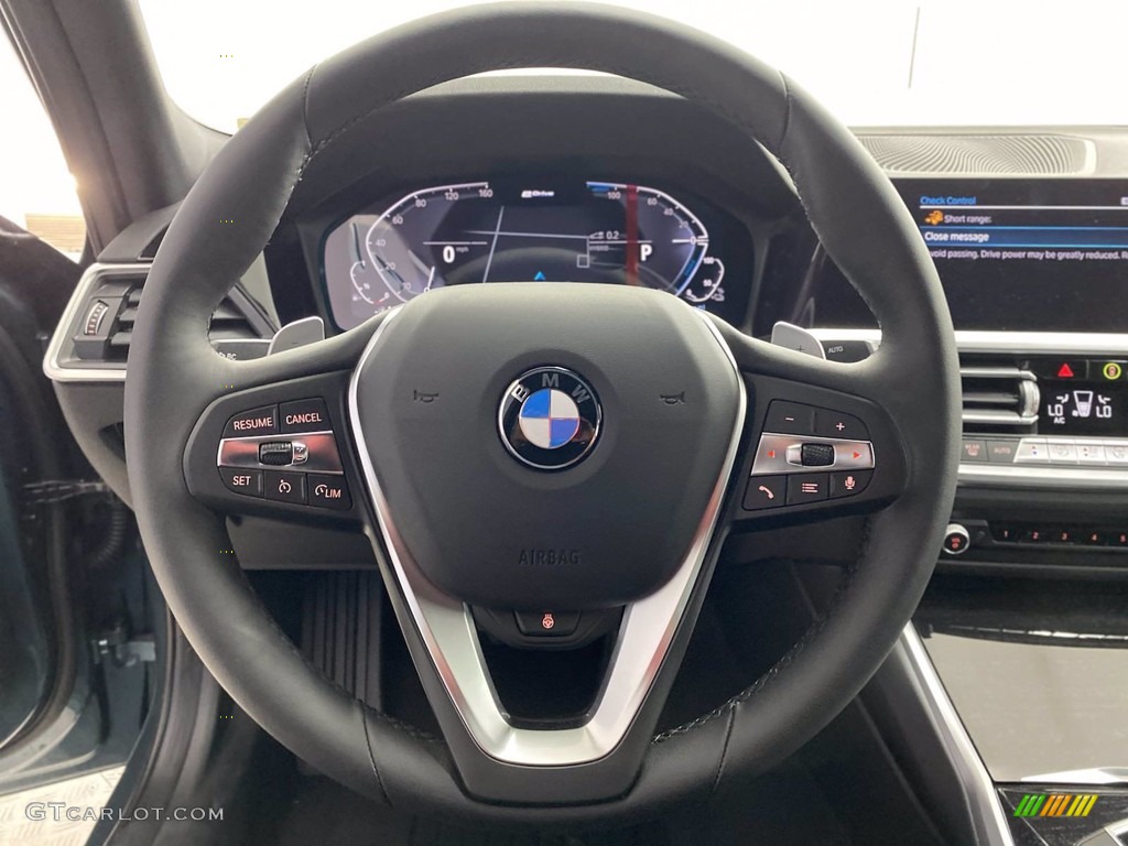 2021 BMW 3 Series 330e Sedan Black Steering Wheel Photo #141950727