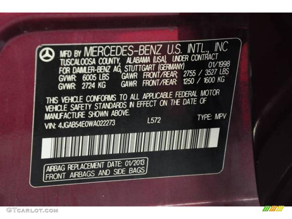 1998 ML 320 4Matic - Ruby Metallic / Sand photo #13