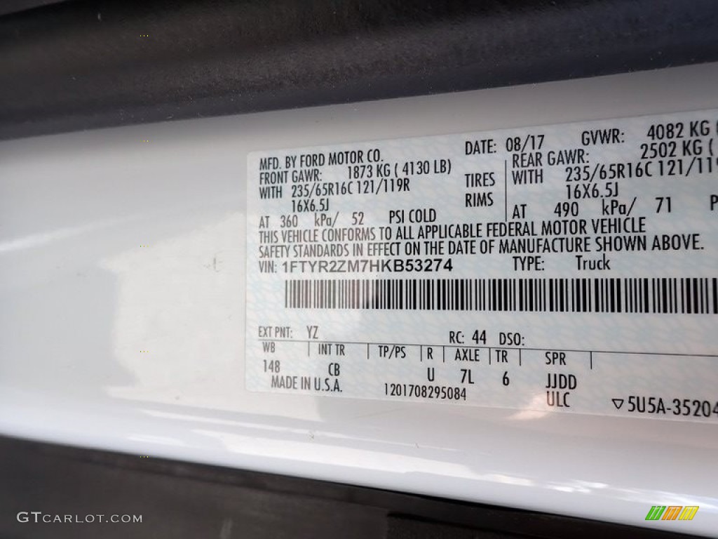 2017 Transit Van 250 LR Long - Oxford White / Charcoal Black photo #15